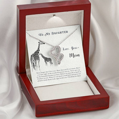 Gift For Daughter From Mom - Daughter Mother Necklace - Giraffe Necklace - Mother And Daughter - Mom Gifts From Daught 2 Double Hearts Necklace