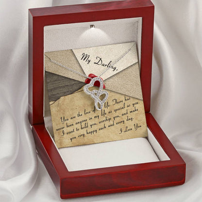 To My Love - Double Heart Necklace For Her Valentine's Day Love Gift For Wife Girlfriend Soulmate Future Wife - Annive Double Hearts Necklace