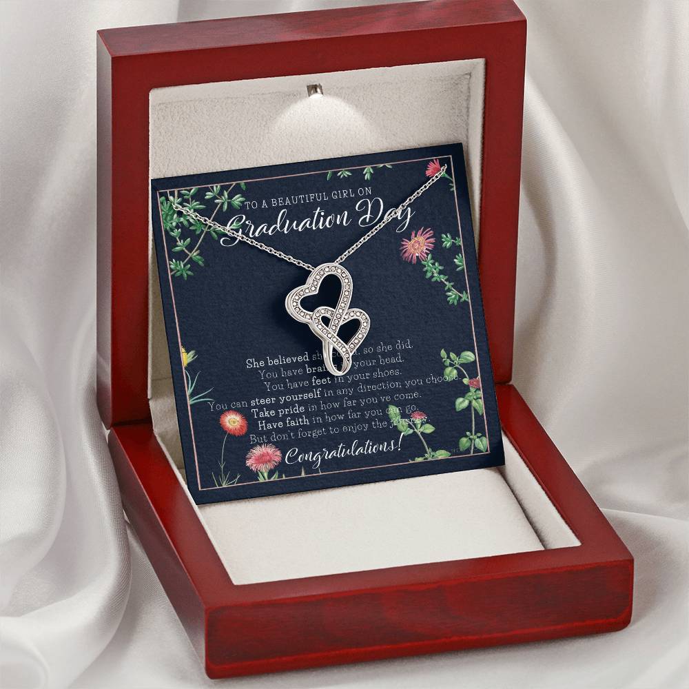 Graduation Gift Necklace For Daughter College Graduation Gift For Her High School Senior Graduation Mba Phd Master Cla 1 Double Hearts Necklace