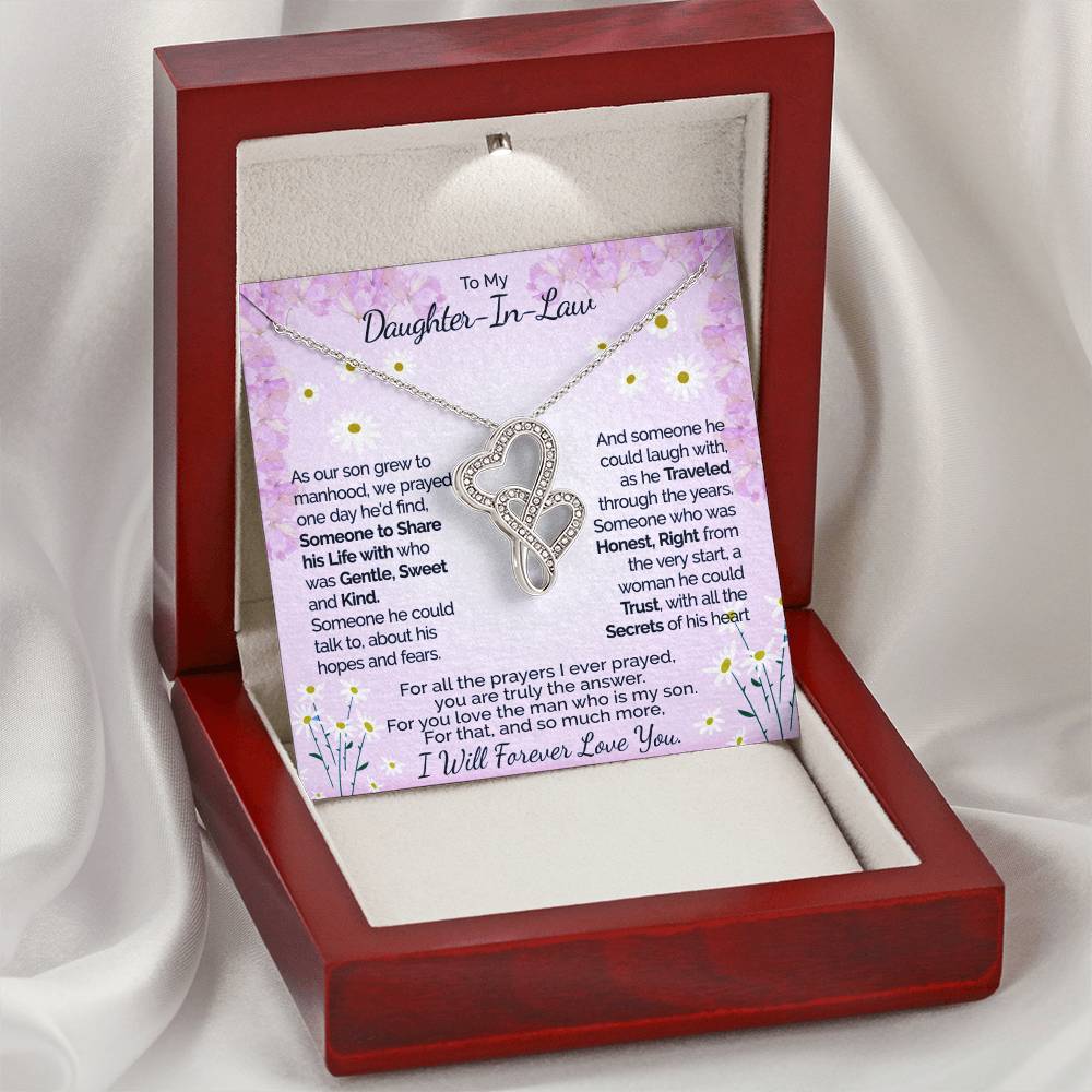 A Gift For Daughter In Law  - You Are Truly The Answer 3 Double Hearts Necklace