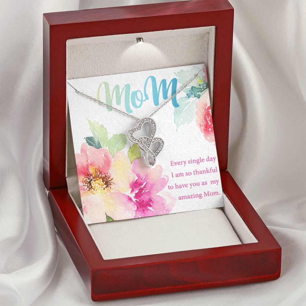 Amazing Mom  Gift Double Hearts Necklace