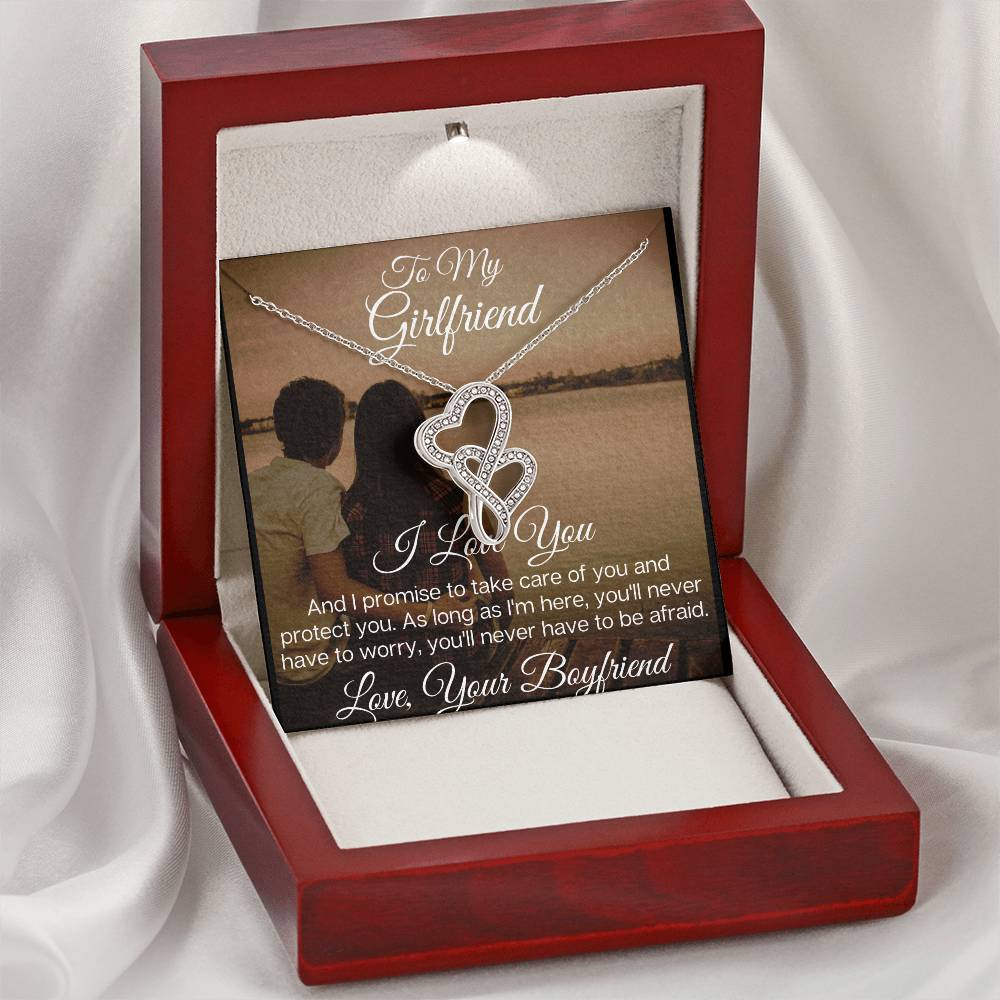 To My Gorgeous Girlfriend - The Beautiful  Double Hearts Necklace