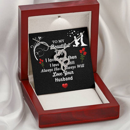 Heart Necklace - Husband To Wife Gift - Wife Necklace Gift - Anniversary Gift For Wife - Wife Necklace - Sentimental G Double Hearts Necklace