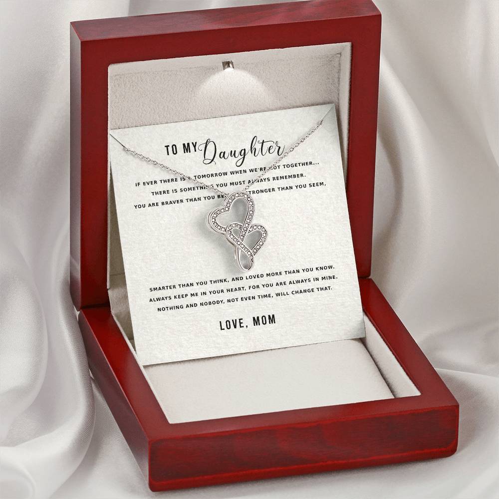 To Daughter From Mom Double Heart Necklace Gift - Gift For Daughter From Mom - Daughter Mother Necklace - Daughter Gif Double Hearts Necklace
