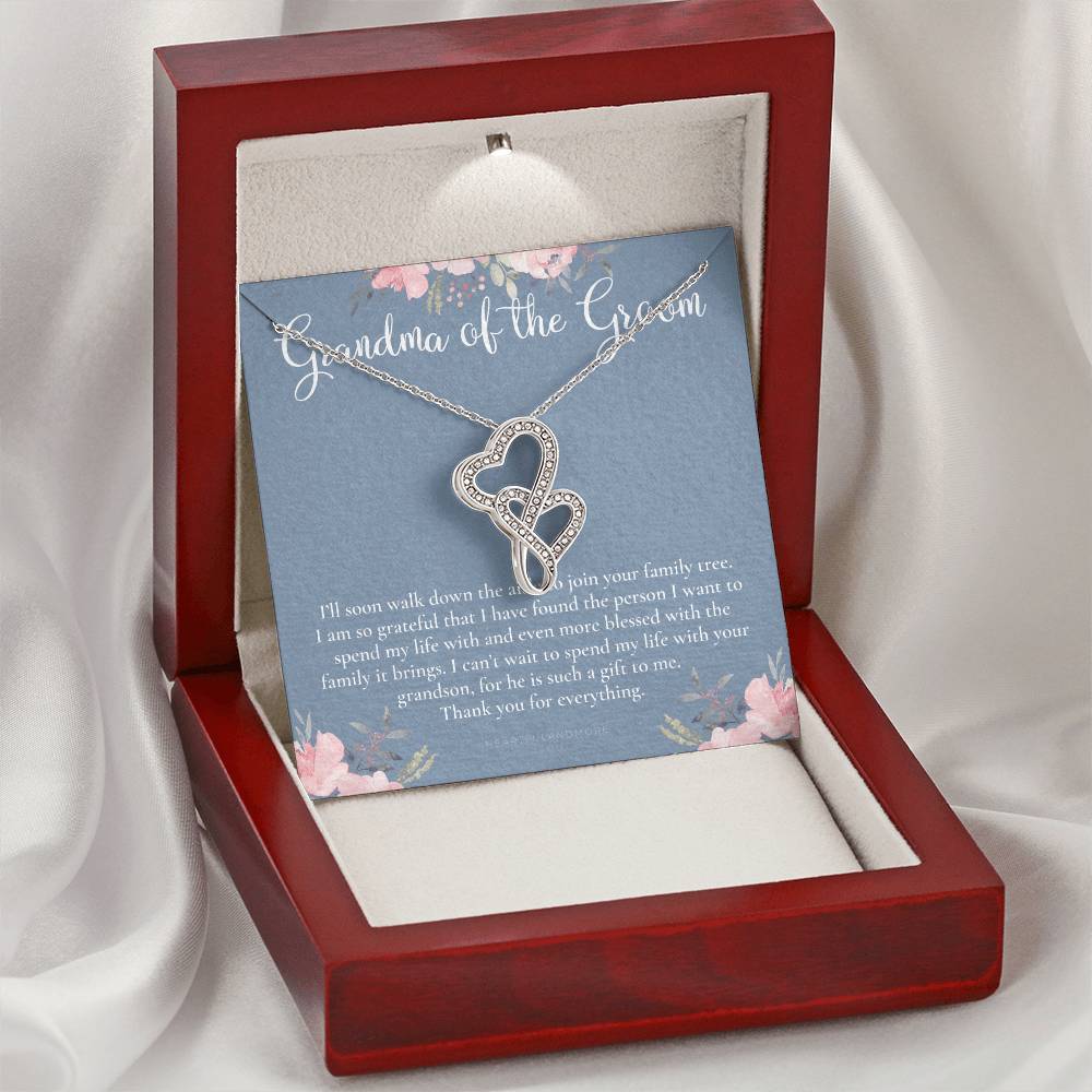 Grandmother Of The Groom Gift Necklace Grandma Wedding Gift Nana Bridal Shower Rehearsal Dinner Thank You Gift 4 Double Hearts Necklace