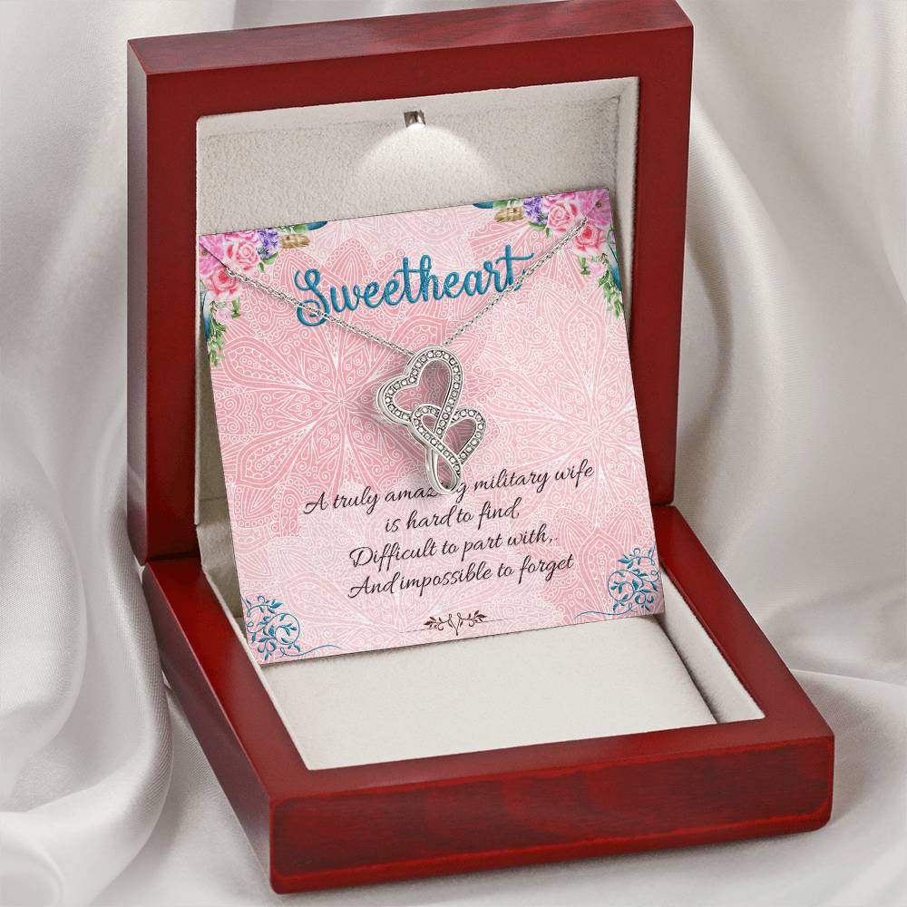 Sweetheart - A Truly Amazing Military Wife Double Hearts Necklace