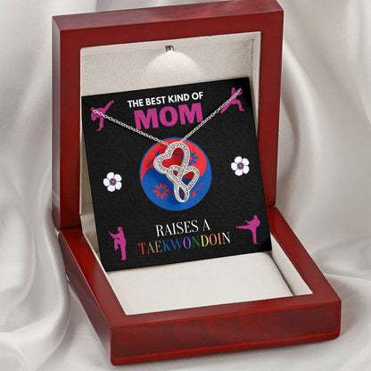 Limited Edition Best Mom Raises A Taekwondoin Double Hearts Necklace