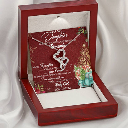 To Daughter From Mom 2 Double Heart Necklace Gift - Mom And Daughter No Matter Where You Go Gift From Mom - Daughter W Double Hearts Necklace