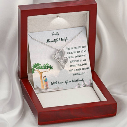 Key To Heart -  Double Hearts Necklace