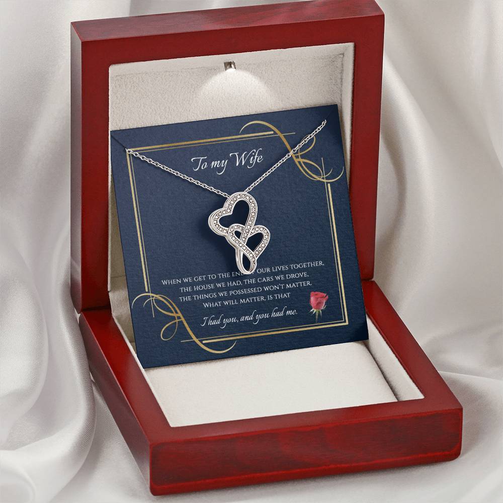 To My Wife  2 Double Hearts Necklace