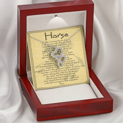 Horse Lover Meaning Card Two Hearts Necklace For Horse Lovers Unity With Horses Double Hearts Necklace