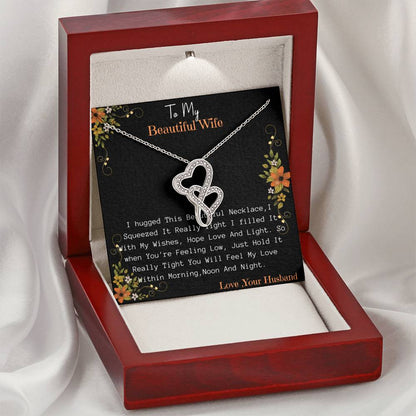 To My Wife Love Your Husband - Last Everything Necklace - To My Wife Necklace Anniversary Gift For Wife Gift For Wife  Double Hearts Necklace