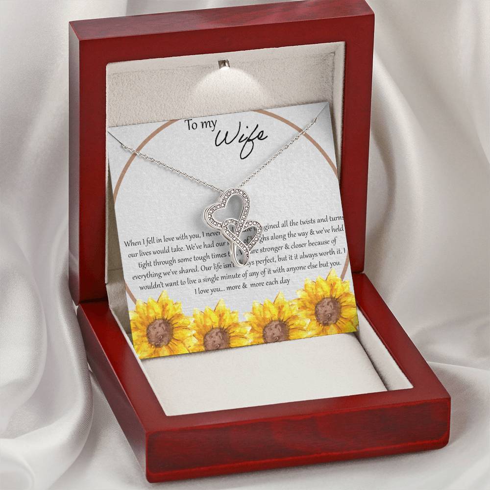 To My Wife When I Fell In Love With You - Daisy Double Hearts Necklace