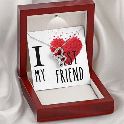 I Love My Best Friend Double Hearts Cz Necklace For Valentines Day Or Birthday Gift Double Hearts Necklace