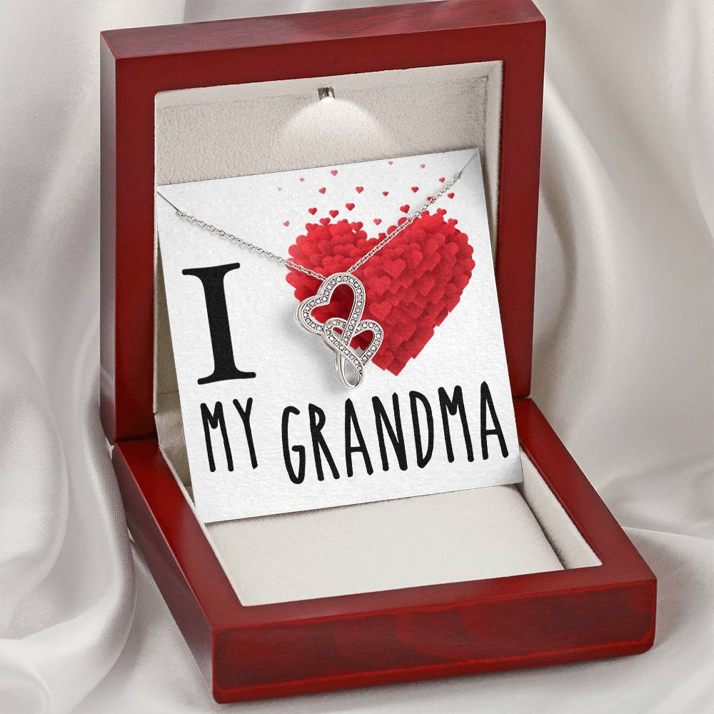 I Love My Grandma A Double Hearts Cz Necklace For Valentines Day Or Birthday Heartfelt Keepsake Gift Double Hearts Necklace