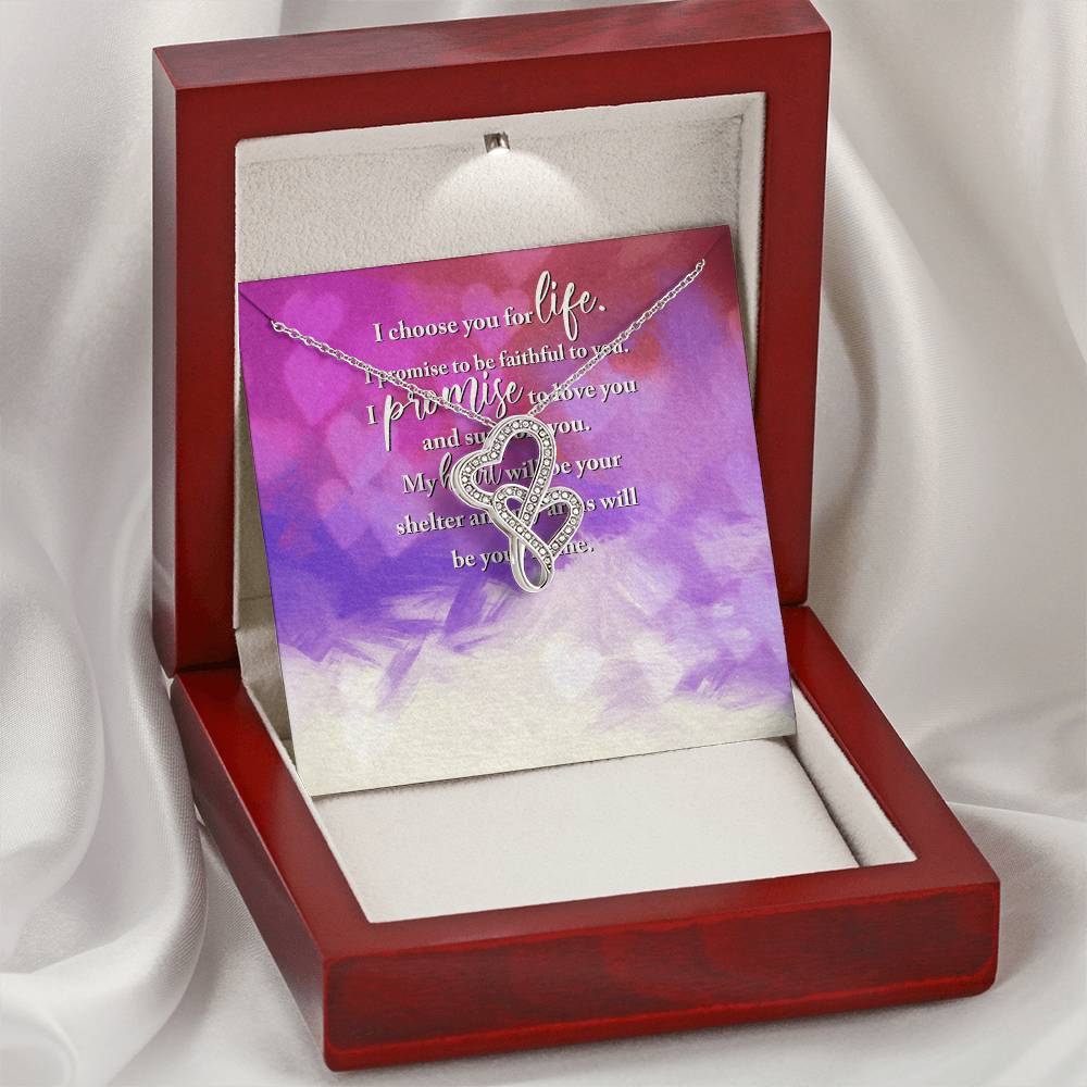 I Choose You For Life -  Double Hearts Necklace