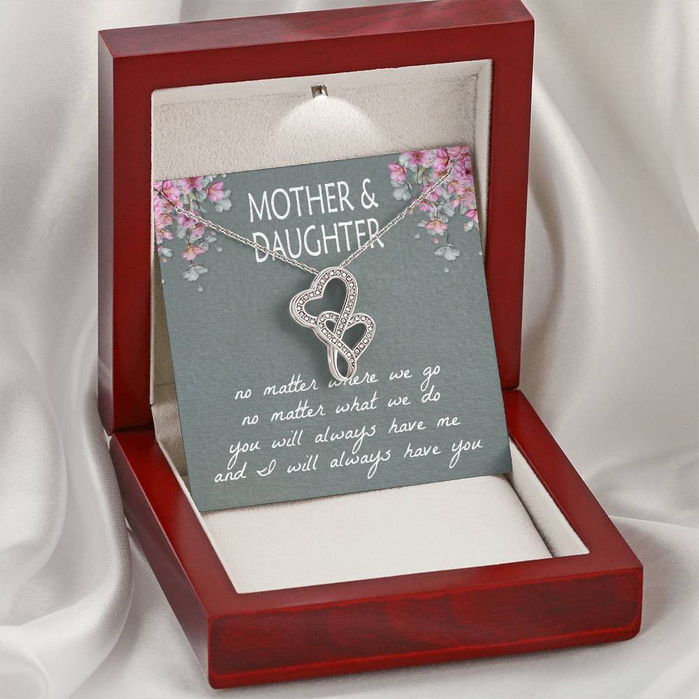 Mother & Daughter  Double Hearts Necklace