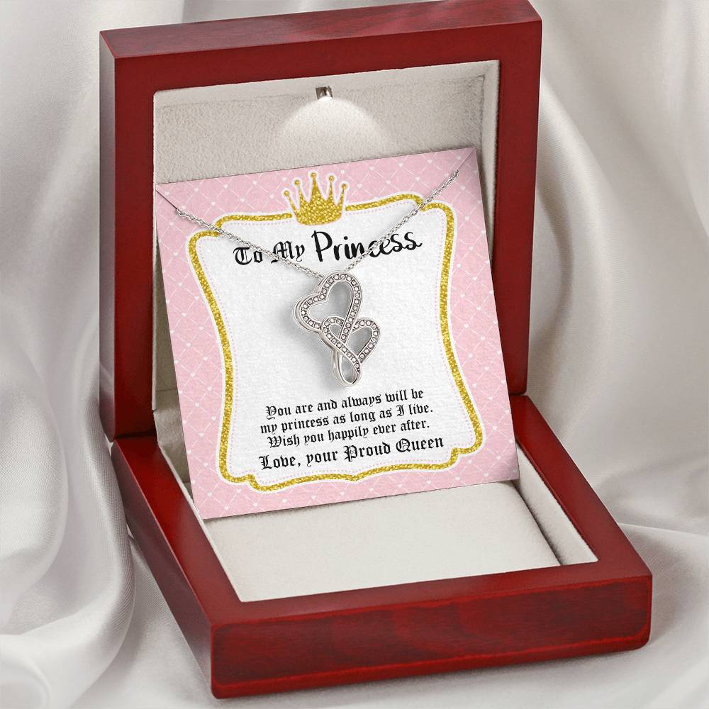 To My Princess Daughter Double Hearts Necklace
