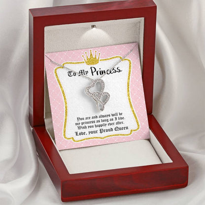 To My Princess Daughter Double Hearts Necklace