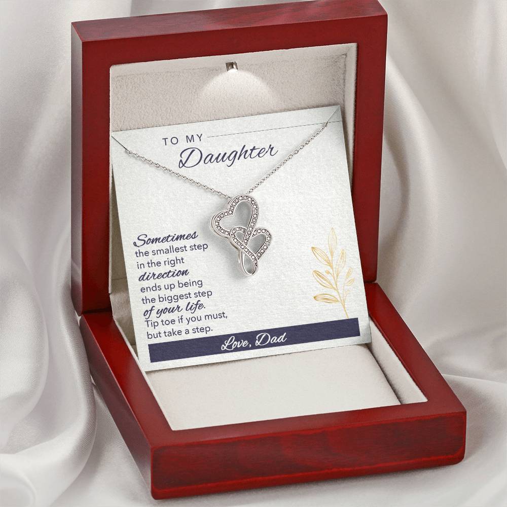 To My Daughter Necklace Christmas Gift From Dad - Forever Love Daughter Necklace On Christmas Day - Dad And Daughter N 3 Double Hearts Necklace