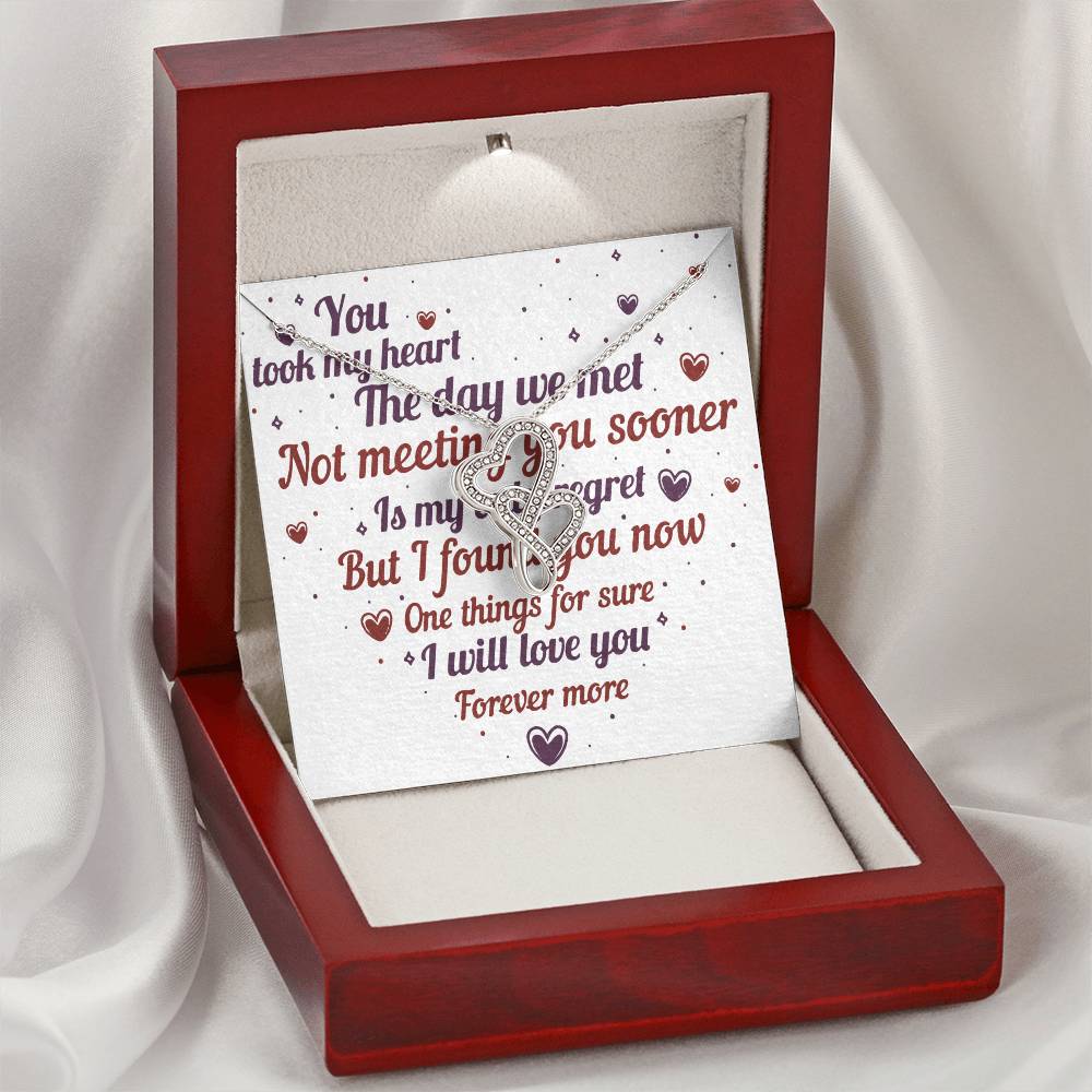 Anniversary Gift Heart Girl Boyfriend Wife Wedding Double Hearts Necklace