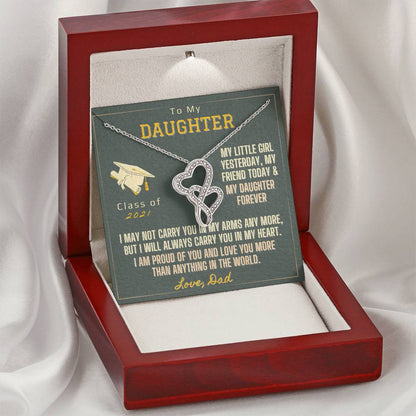 Daughters Graduation Necklace Double Hearts Necklace