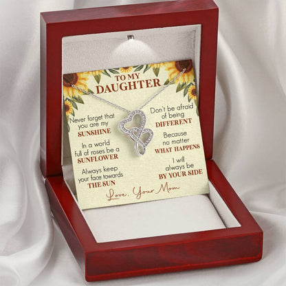 To My Daughter - Never Forget That You Are My Sunshine - Necklace Double Hearts Necklace