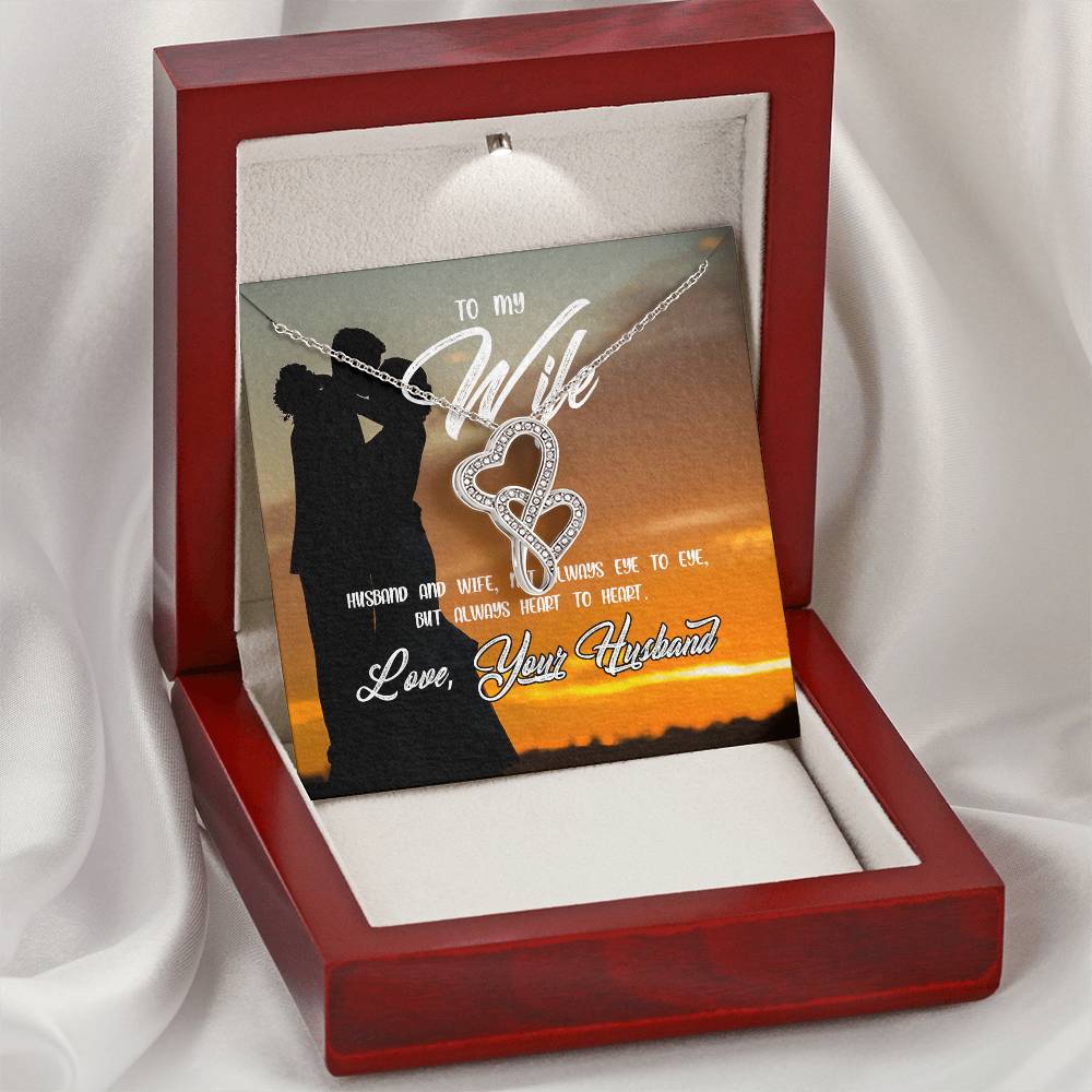 Love Your Husband-Always Heart To Heart  Double Hearts Necklace