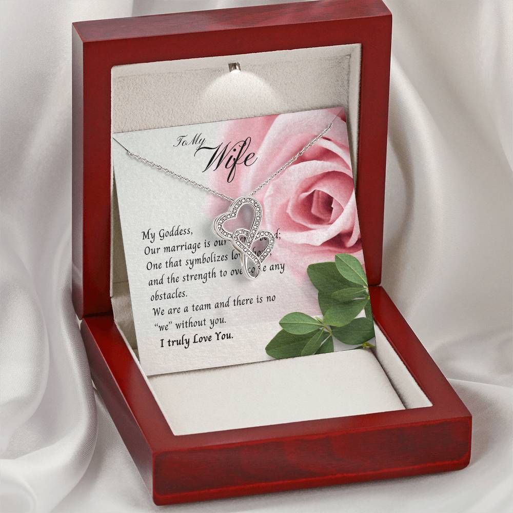 To My Wife Necklace Double Hearts Love Birthday Anniversary Christmas Gift Double Hearts Necklace