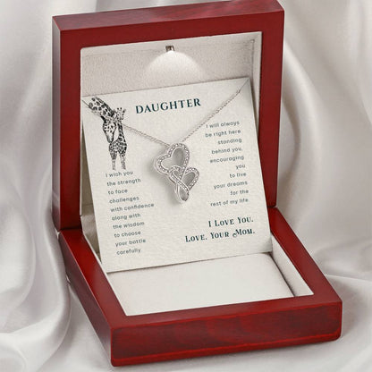 Gift For Daughter From Mom - Daughter Mother Necklace - Giraffe Necklace - Mother And Daughter - Mom Gifts From Daught 1 Double Hearts Necklace