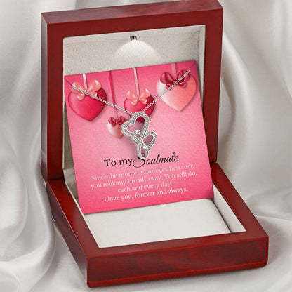 To My Soulmate Gift Double Hearts Necklace