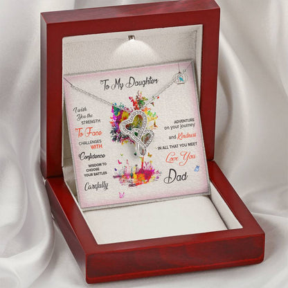 To My Daughter Never Forget I Love You Necklace - To My Daughter Necklace - Father Daughter Necklace - Father To Daugh 1 Double Hearts Necklace