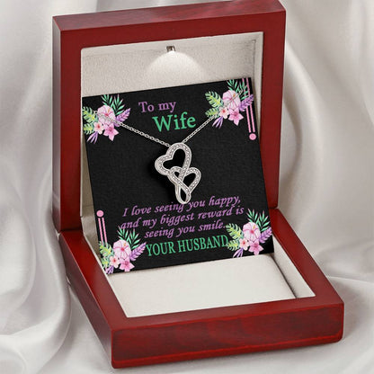 To My Wife Necklace - Anniversary Gift For Wife Birthday Gift For Wife Gift For Wife Necklace For Wife Gift For Wife B 6 Double Hearts Necklace