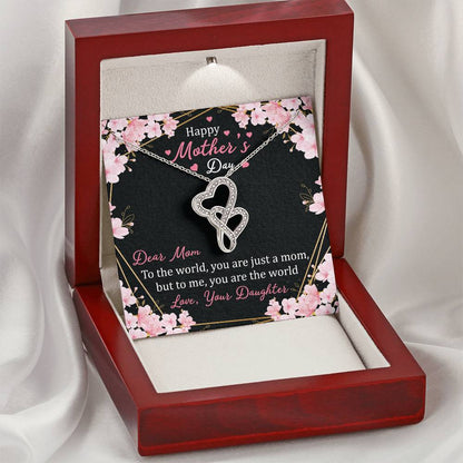 Happy Mother's Day 3 Double Hearts Necklace