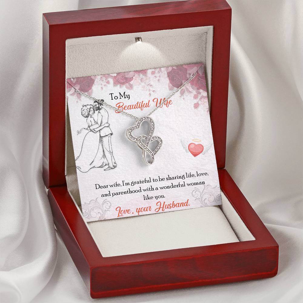 To My Beautiful Wife My Beautiful Wife Necklace Necklace Keepsake For A Wife Necklace Present For Wife To My Beautiful Double Hearts Necklace