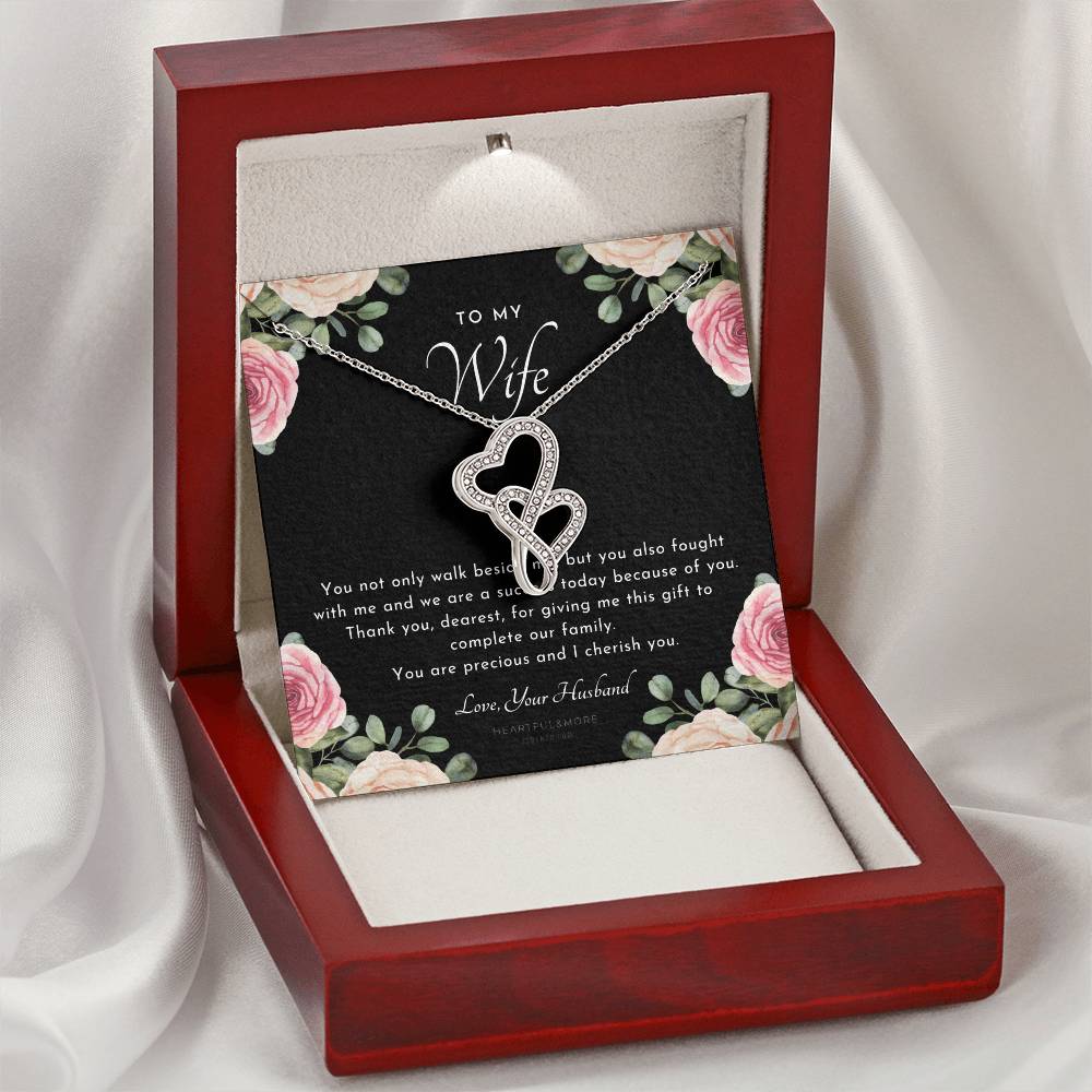 Postpartum Gift For Wife Gift For Wife Post Pregnancy Becoming A Mother Gift Gift For Wife Birth Wife After Pregnancy  2 Double Hearts Necklace
