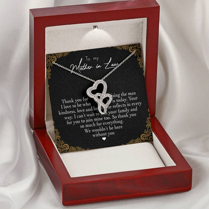 To My Mother In Law Thank You For Raising The Man I Love  1 Double Hearts Necklace