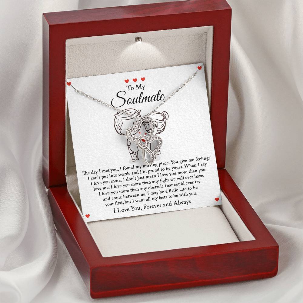 To My Soulmate - Forever And Always Necklace - To My Soulmate Necklace Soulmate Gifts For Her Valentines Day Gift For  Double Hearts Necklace