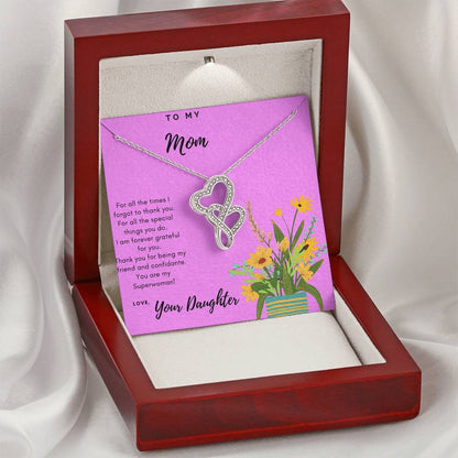 To Mom Thank You Necklace Double Hearts Necklace