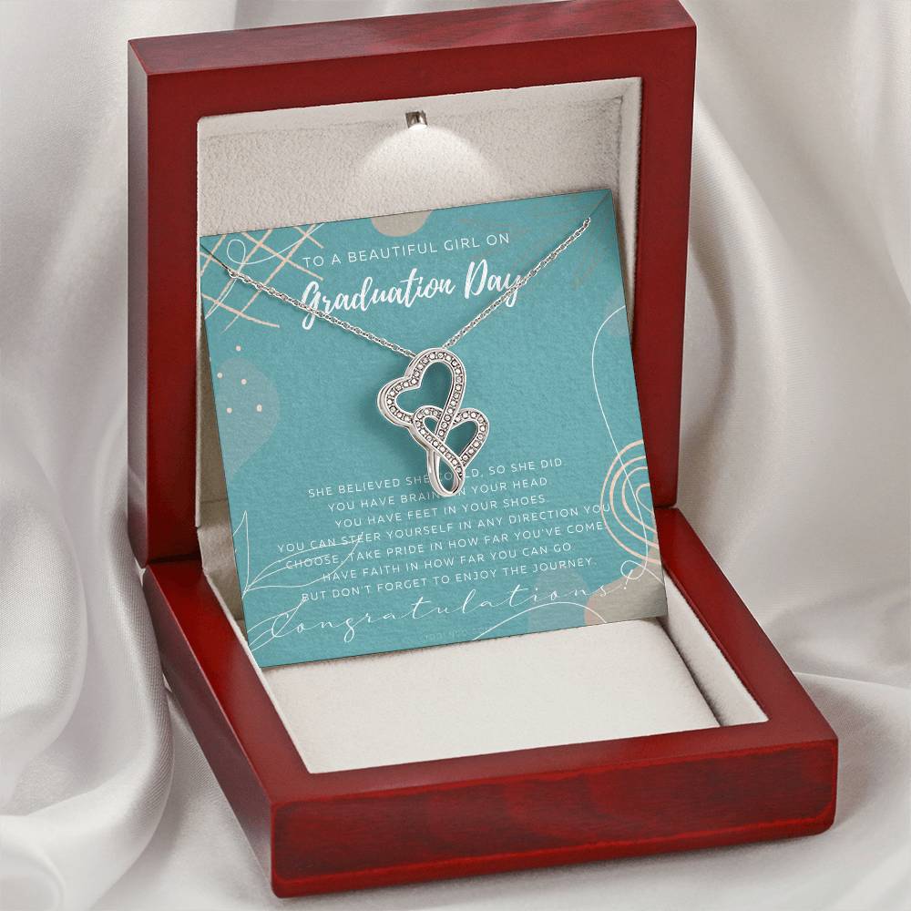 Graduation Gift Necklace Graduation Gift For Her College Graduation Gift For Her High School Senior Graduation Class O Double Hearts Necklace