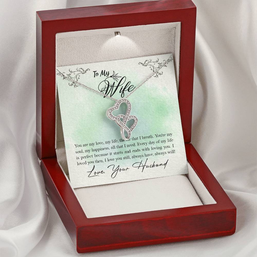 Double Heart Necklace - For Wife Double Hearts Necklace