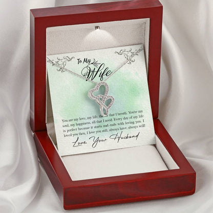Double Heart Necklace - For Wife Double Hearts Necklace