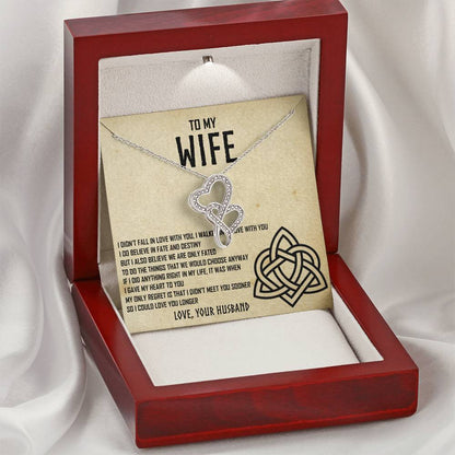 Necklace For Your Wife - An Eternal Love - Love Your Husband - To Wife From Husband Double Heart Necklace Gift Wedding Double Hearts Necklace