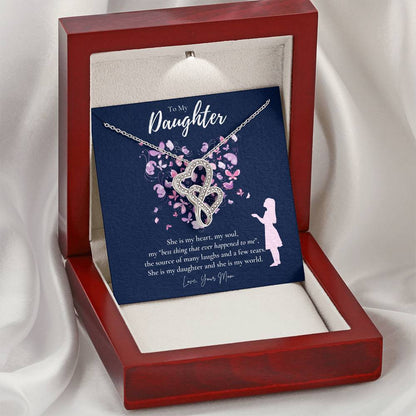 Daughter Gift - To My Daughter Necklace From Mom - Daughter's Birthday Gift - To My Daughter Necklace - Gift For Daugh Double Hearts Necklace