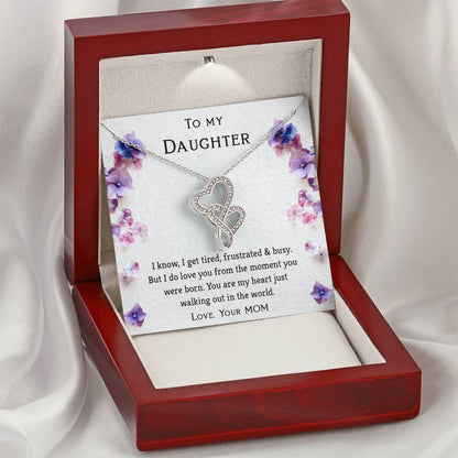 Special Mother Daughter Necklace- Adorable Gift For Daughters- Perfect Gift From Mom In Any Occasion. Double Hearts Necklace