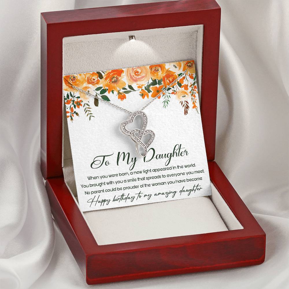 To My Daughter - Dragonfly Pendant Necklace - Gifts For Daughter Gifts For Her - Birthday Gifts - Daughter Gift - To M Double Hearts Necklace