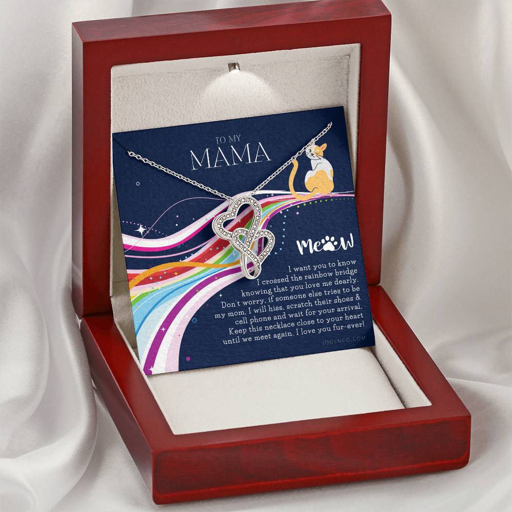 To My Cat Mama Cat Loss Gifts Rainbow Bridge Cat Pet Sympathy Gift Cat Loss Necklace Until We Meet Again Necklace Loss Double Hearts Necklace