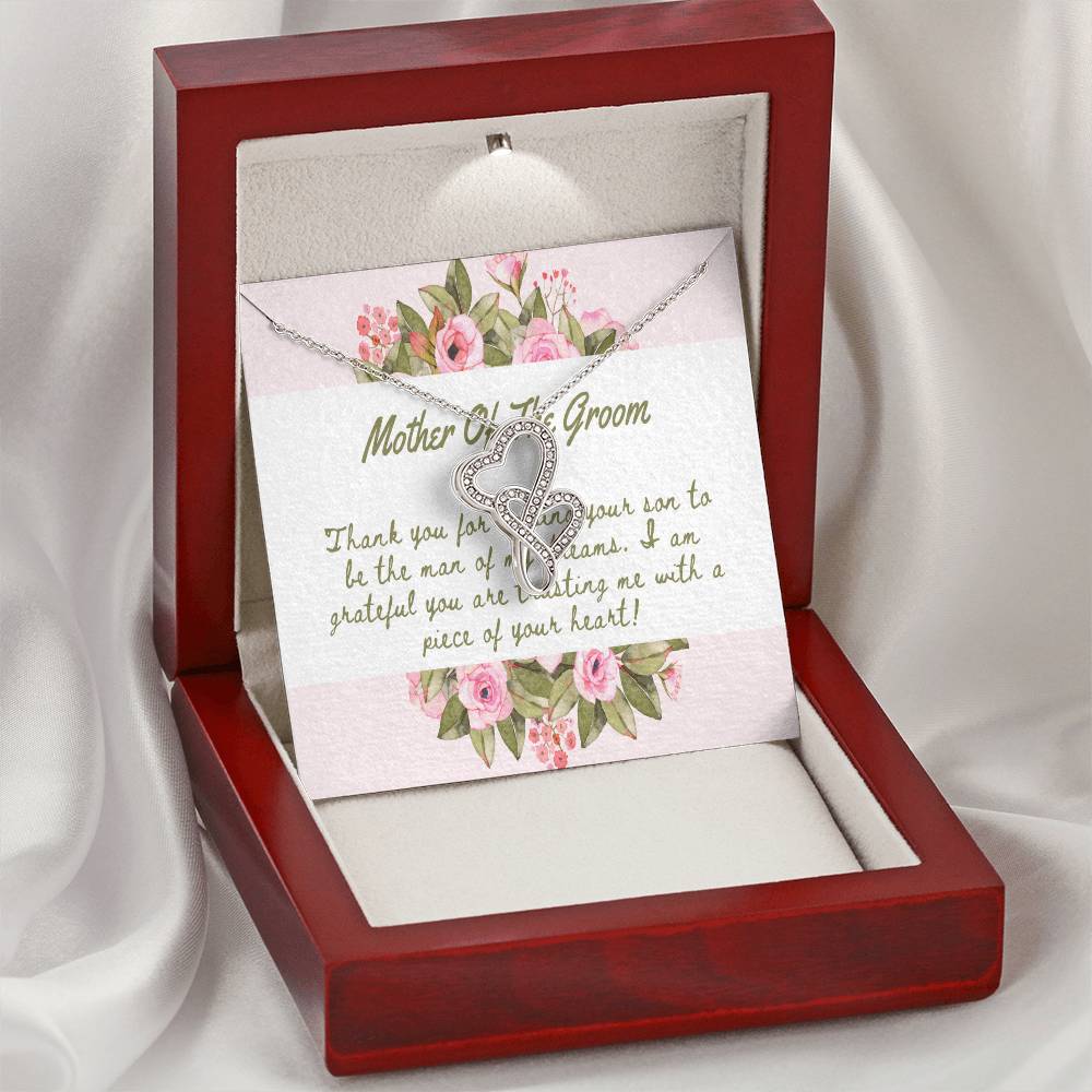 Mother Of The Groom Necklace Double Hearts Necklace