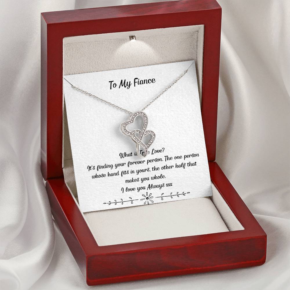 To My Fiancee Pendant Necklace Future Wife Necklace Card Engagement Gifts For Fiance Romantic Jewelry Gift For Fiance  Double Hearts Necklace