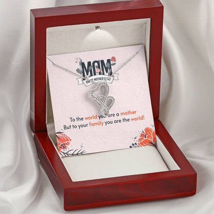To The World You Are A Mother -  Double Hearts Necklace